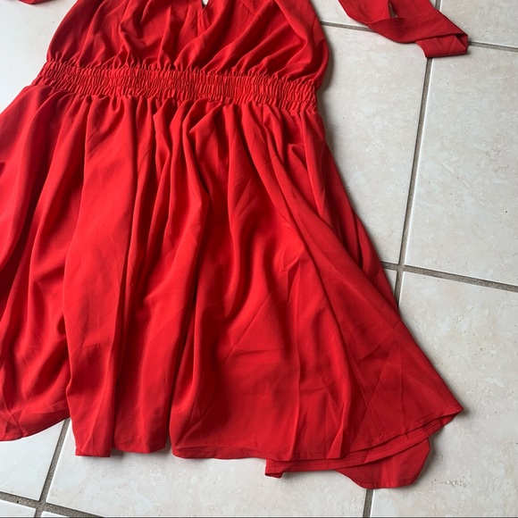 • NEW! Deep V Tie Back Mini Dress • - Picture 3 of 16